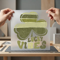 Lucky Vibes Shamrock Patrick Vintage Retro Ready to Press DTF Transfer for Dtf