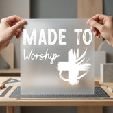 Made Worship Distressed Cross Christian Faith Ready to Press DTF Transfer for Dtf