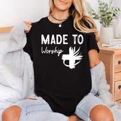 Made Worship Distressed Cross Christian Faith Ready to Press DTF Transfer for Dtf