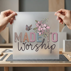 Made Worship Floral Butterfly Christian Faith Ready to Press DTF Transfer for Dtf