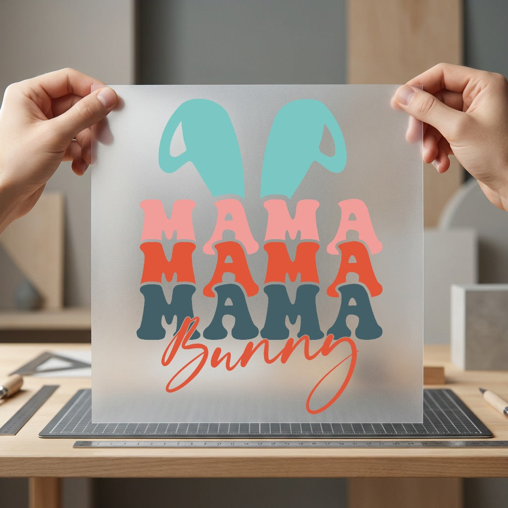 Mama Bunny Retro Wavy Easter Spring Ready to Press DTF Transfer for Dtf