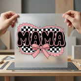 Mama Checkered Bow Retro Mom Mama Ready to Press DTF Transfer for Dtf