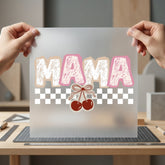Mama Checkered Cherries Retro Mom Mama Ready to Press DTF Transfer for Dtf