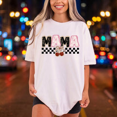 Mama Checkered Cherries Retro Mom Mama Ready to Press DTF Transfer for Dtf