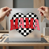 Mama Checkered Heart Retro Mom Mama Ready to Press DTF Transfer for Dtf