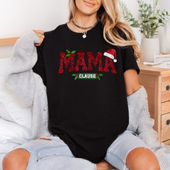 Mama Clause Glitter Christmas Christmas Mom Ready to Press DTF Transfer for Dtf
