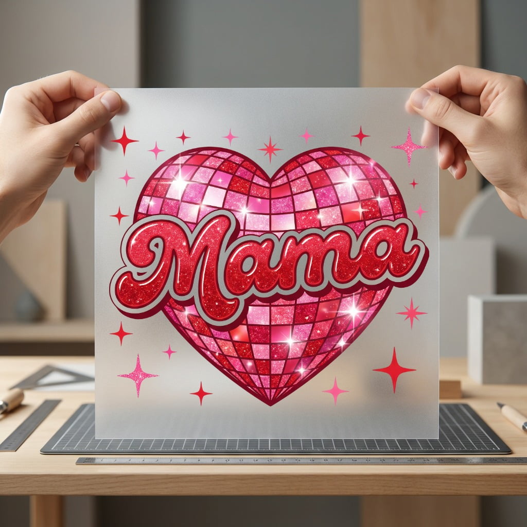 Mama Disco Heart Retro Valentine Mom Ready to Press DTF Transfer for Dtf