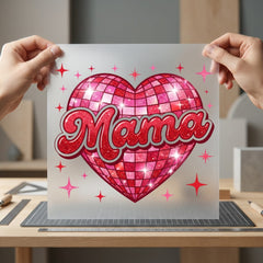 Mama Disco Heart Retro Valentine Mom Ready to Press DTF Transfer for Dtf
