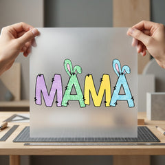 Mama Easter Bunny Outline Easter Spring Ready to Press DTF Transfer for Dtf