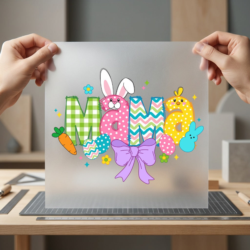 Mama Easter Gingham Polka Easter Spring Ready to Press DTF Transfer for Dtf