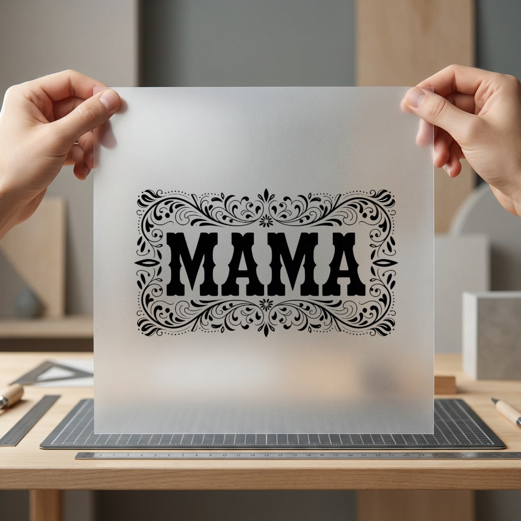 Mama Floral Etched Baroque Usa Mom Ready to Press DTF Transfer for Dtf