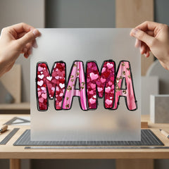 Mama Hearts Glitter Valentine Valentine Mom Ready to Press DTF Transfer for Dtf