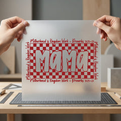 Mama Kingdom Work Checkered Christian Faith Ready to Press DTF Transfer for Dtf