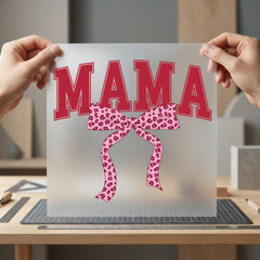 Mama Leopard Bow Pink Mom Mama Ready to Press DTF Transfer for Dtf