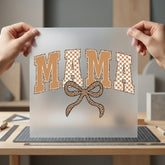 Mama Leopard Checkered Bow Usa Mom Ready to Press DTF Transfer for Dtf