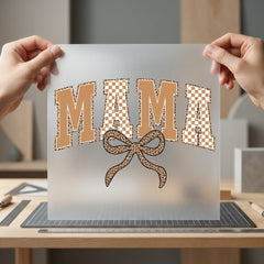 Mama Leopard Checkered Bow Usa Mom Ready to Press DTF Transfer for Dtf