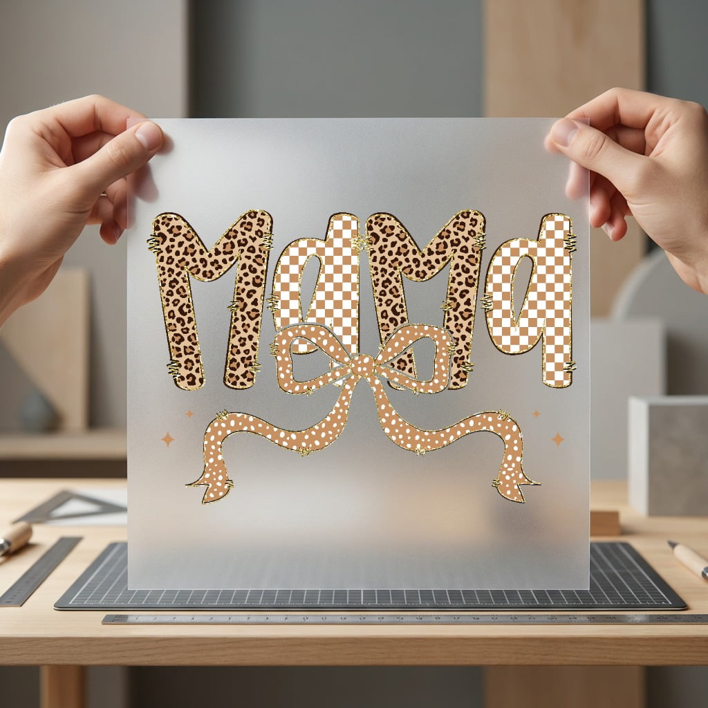 Mama Leopard Chequered Bow Mom Mama Ready to Press DTF Transfer for Dtf