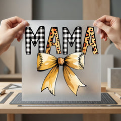 Mama Leopard Gingham Baseball Usa Mom Ready to Press DTF Transfer for Dtf
