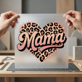 Mama Leopard Heart Retro Mom Mama Ready to Press DTF Transfer for Dtf