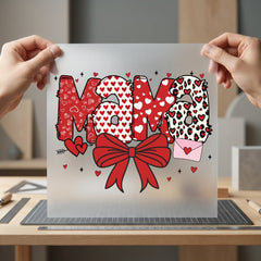 Mama Leopard Hearts Valentine Valentine Mom Ready to Press DTF Transfer for Dtf