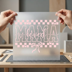 Mama Loved Pink Checkered Valentine Mom Ready to Press DTF Transfer for Dtf
