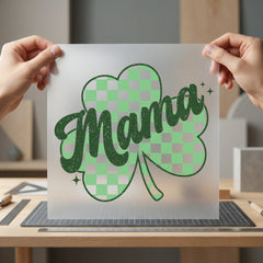 Mama Shamrock Checkered Patrick Mom Mama Ready to Press DTF Transfer for Dtf