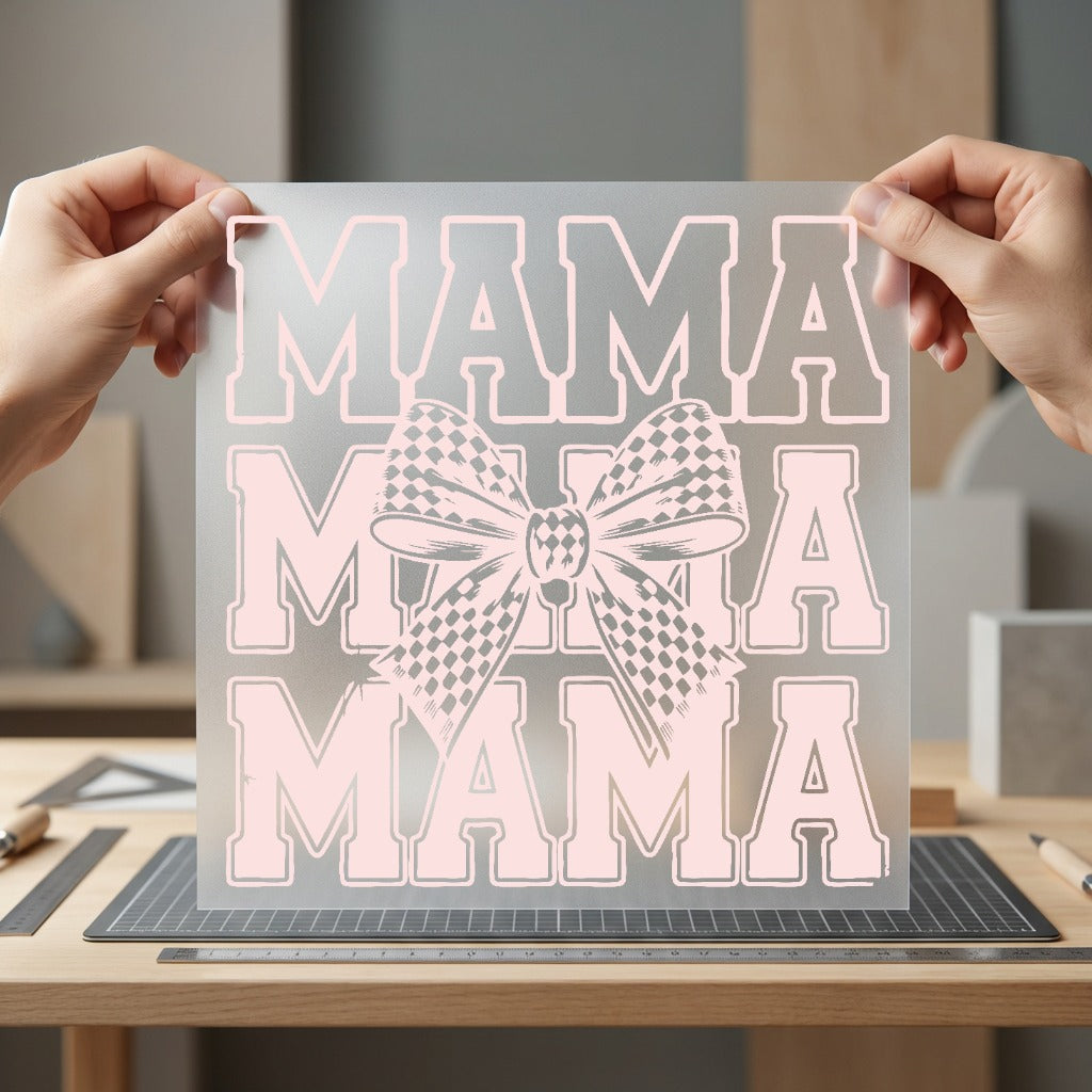 Mama Stacked Bow Retro Mom Mama Ready to Press DTF Transfer for Dtf