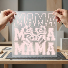 Mama Stacked Bow Retro Mom Mama Ready to Press DTF Transfer for Dtf