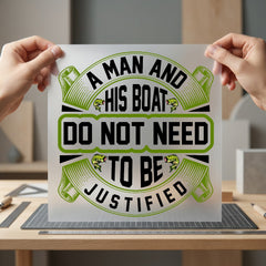 Man His Boat Bass Dad Funny Ready to Press DTF Transfer for Dtf