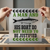 Man His Boat Fishing Marine Dad Ready to Press DTF Transfer for Dtf