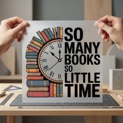 Many Books Little Time Teacher Vintage Ready to Press DTF Transfer for Dtf