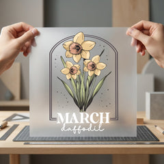 March Daffodil Floral Botanical Floral Ready to Press DTF Transfer for Dtf