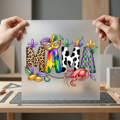 Mardi Gras Mama Festive Mardi Gras Mom Ready to Press DTF Transfer for Dtf