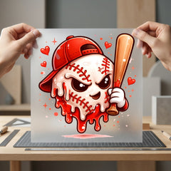 Mascot Baseball Melty Cartoon Fitness Ready to Press DTF Transfer for Dtf