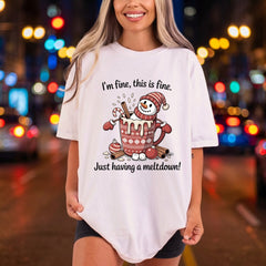 Meltdown Snowman Funny Christmas Christmas Winter Ready to Press DTF Transfer for Dtf