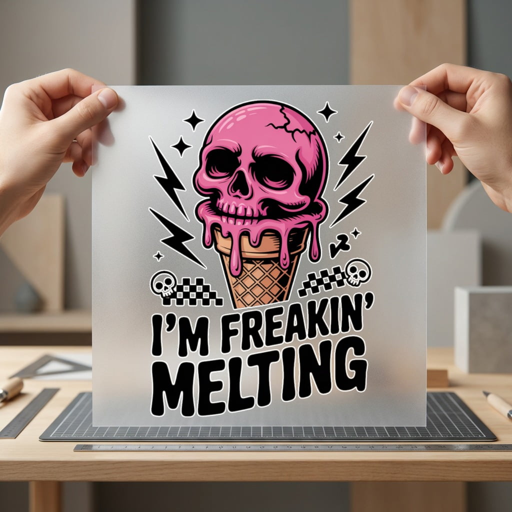 Melting Skull Ice Cream Halloween Funny Ready to Press DTF Transfer for Dtf