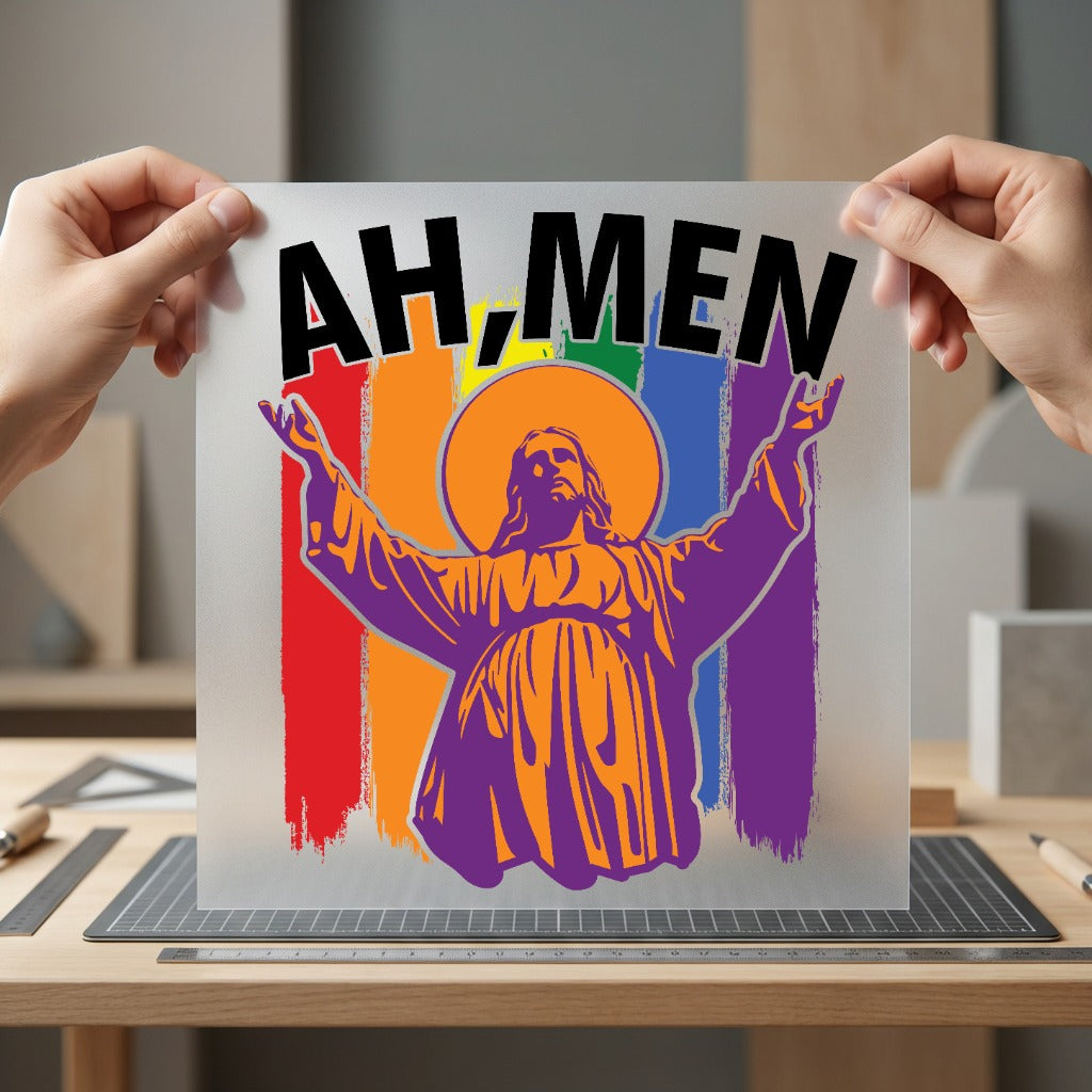 Men Pride Jesus Rainbow Christian Jesus Ready to Press DTF Transfer for Dtf