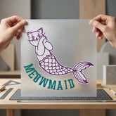 Meowmaid Cat Mermaid Diy Funny Pet Ready to Press DTF Transfer for Dtf