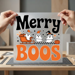 Merry Boos Halloween Christmas Halloween Christmas Ready to Press DTF Transfer for Dtf
