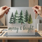 Merry Bright Christmas Trees Christmas Ready to Press DTF Transfer for Dtf