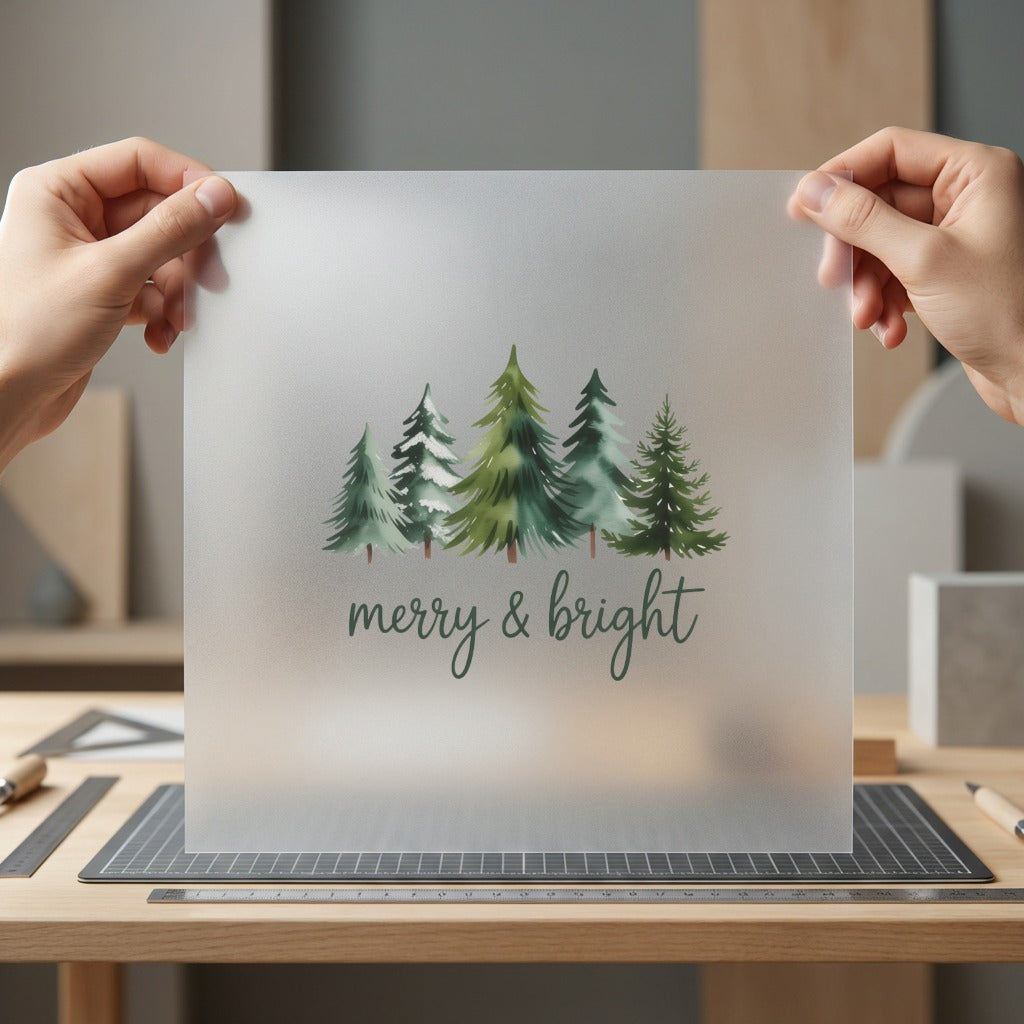 Merry Bright Winter Trees Christmas Winter Ready to Press DTF Transfer for Dtf