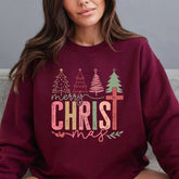 Merry Christ - mas | Nativity & Cross Sweatshirt - Luckets.com