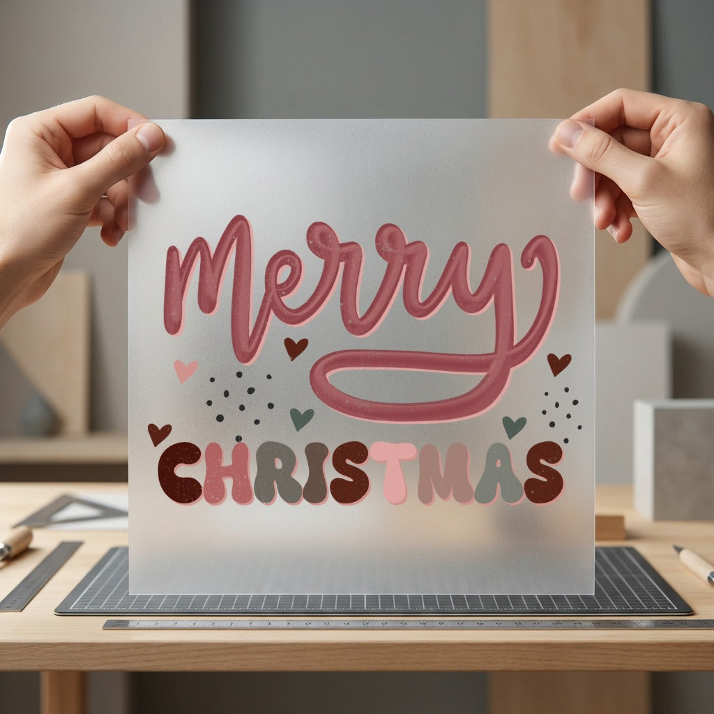 Merry Christmas Boho Font Christmas Vintage Ready to Press DTF Transfer for Dtf