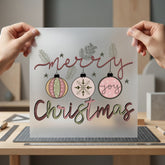 Merry Christmas Boho Ornaments Christmas Vintage Ready to Press DTF Transfer for Dtf