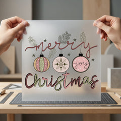 Merry Christmas Boho Ornaments Christmas Vintage Ready to Press DTF Transfer for Dtf