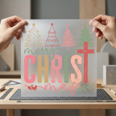 Merry Christmas Boho Trees Faith Christmas Ready to Press DTF Transfer for Dtf