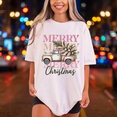 Merry Christmas Boho Truck Christmas Vintage Ready to Press DTF Transfer for Dtf