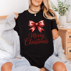Merry Christmas Bow Holiday Christmas Ready to Press DTF Transfer for Dtf