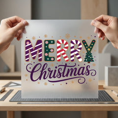 Merry Christmas Candy Cane Christmas Winter Ready to Press DTF Transfer for Dtf
