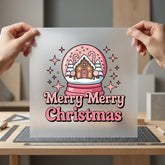 Merry Christmas Gingerbread Snow Christmas Retro Ready to Press DTF Transfer for Dtf